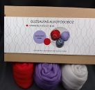 Karácsonyi gömb - alkotódoboz (lila, piros, szürke)